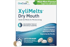 XYLIMELTS - vidhäftande pastiller mot muntorrhet och karies - diskret och användbart dag- och nattskydd mot torr mun när du vaknar - VEGAN (mjuk mynta, 40 tabletter (1 låda))