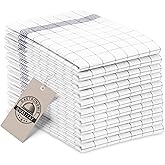 ZOLLNER Set of 10 Tea Towels, Cotton, 50 x 70 cm, Super-Absorbent and Durable Dishcloths, Washable up to 95 °C, Grey/White Ch