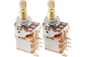 Musiclily Pro Messing Full Metrische Größe Split Shaft Control Poti A500K Push/Push Audio Taper Potentiometers für Gitarre (2er Set)