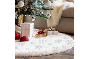 ZEXWIXS Weihnachtsbaum Decke Weißer, 90CM Christbaumdecke Rund, Plüsch Tannenbaum Decke, Weihnachtsbaumdecke Teppich Unterlage, Christbaum Decke für Christbaumschmuck Weihnachtsdeko (Silber Schneeflocke)