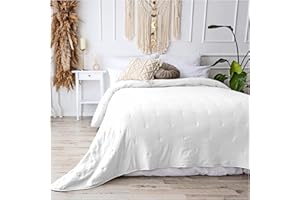 ‎CALMYHOME CalmyHOME Bettüberwurf Tagesdecke Bett Überwurf 220x240cm Sofaüberwurf Steppdecke Sofa Decke Überwurfdecke Tages Decken Betthusse XXL Überdecke Gesteppte Tagesdecken gesteppt Quilt (Weiss)