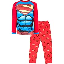 Pyjama Superman DC Comics Pour Garçons 3-10 Ans - 100% Coton, Manches Longues - Marchandise Officielle, Cadeau Idéal - 11
