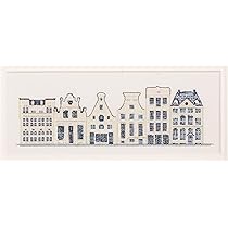 Thea Gouverneur - Telpakket met kruissteek - Delfts blauwe huizen - Aida - 18 Count - Borduurset voor volwassenen - DMC-borduurgaren en andere kruissteekbenodigdheden inbegrepen - 552A