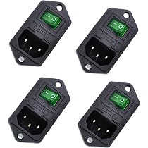 Oiyagai 4 Set IEC320 C14 Modulo Di Ingresso Connettore Fusibile Interruttore Presa Di Alimentazione Maschio Con Interruttore AC 250 V 10 A (Rosso