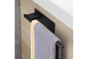 Gsocel Toalleros de Baño sin Taladro,Toallero Adhesivo Mate Acero Inoxidable Accesorios sin Taladro para Baño y Cocina 28CM,Negro