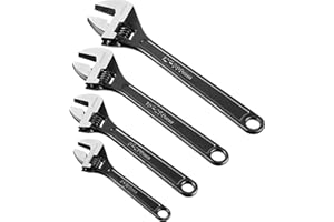 Marchio Amazon - Denali, set di chiavi inglesi regolabili in acciaio brunito, 4 pezzi (6” - 150 mm, 8” - 200 mm, 10” - 250 mm, 12” - 300 mm)