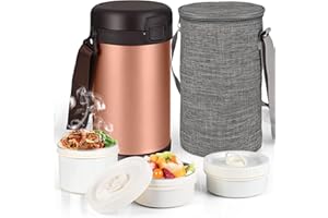Dreamhigh® Thermos Alimenti Caldi 1.5L, Tre Strati Contenitore Termico per Alimenti Caldi Acciaio Inossidabile, Portavivande Termico, per Pasta, Iinsalate, Cereali, Frutta, 8 H caldo/8 H freddo