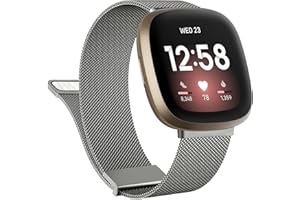 Tobfit für Fitbit Versa 4 Armband/Fitbit Versa 3 Armband/Fitbit Sense/Sense 2 Armband für Herren Damen, Edelstahl Handgelenk Metall Ersatz Armband für Fitbit Versa 3/Versa 4/Sense 2/Sense(Space Grau)