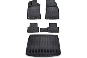ELMASLINE Set tappetini in gomma e vasca per bagagliaio per Nissan Qashqai 2014-2021 J11 (piano di carico superiore) | Accessori tappetini bagagliaio