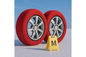 CARALL 2 Chaussettes de neige homologuées EN 16662-1, Couleur Rouge, Taille M, Chaînes à neige textiles, Snow Sock pour Auto (Rouge, M)