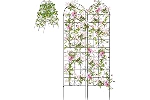 GiantexUK 180/220x50cm Garden Trellis, 2pcs 6ft/7.2ft Tall Galvanized Metal Fence Climbing Plants Support Frame, Rustproof Lattice Grid Panels Barrier Edge Border for Rose Vine Vegetable (220 x 50cm)