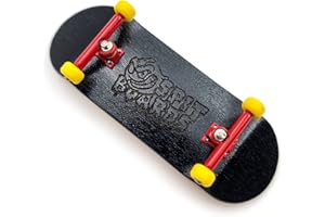 SPITBOARDS 34 mm Fingerboard Complete Wood Pro Set-Up (pre-ensamblado, 5 capas), Pro Trucks, CNC Bearing Wheels, Foam Grip Tape,