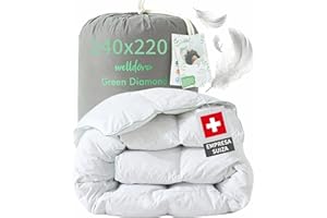 Welldora Edredón Invierno Verano de Plumas para Cama de 135/150x200 | 100% Edredón Nórdico de Plumas y Plumón Extrasuave | Médicamente Probado, Oeko-Tex, Hipoalergénico | Certificado RDS | 240x220cm