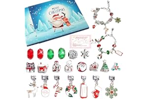 LURNODY 24 Pezzi Calendario Dell'Avvento 2025 Donna Gioielli Bracciale Regali Calendario Avvento Bambini Kit Calendario Avvento Fai da Te, Adatto per Braccialetti, Collane Orecchini Ornamenti Natalizi