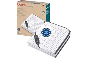‎BEURER Beurer UB 60 Green Planet Wärmeunterbett, Made in Europe, Ober- und Unterseite hergestellt aus 80 % recyceltem Material, kuschelig weich, 150 x 80 cm, Abschaltautomatik, 4 Temperaturstufen, waschbar