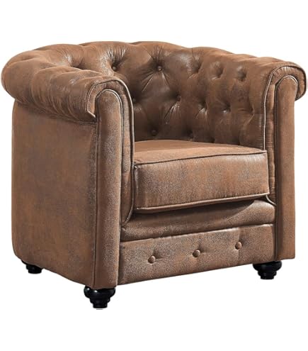 Miadomodo Fauteuil Chesterfield Simili Cuir Lot De 1 Ou 2 - Avec Éléments Cuivre - 58x71x70 Cm