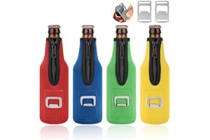 Desing Wish 4 Stück 12oz 330 ml Bier Flaschenkühler Neopren Manschette Bierkühler Flaschen Kühlmanschette Getränkekühler Isoliert Reißverschluss für Outdoor Unterwegs Party Bierflasche Kühler
