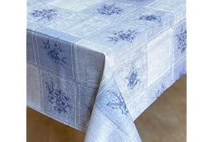 ‎NATUARTE NATUARTE, Wachstuch Tischdecke, wasserdichte Tischdecke, Bedruckt, Tisch-Wachstuch, Tischdecke für drinnen und draußen, angenehme Haptik, Blauer Druck, 140 x 240 cm