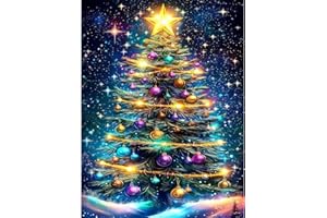 Lxmsja 5D Pintura Diamante Navidad, Árbol de Navidad Diamond Painting Adultos, DIY Kit Completo Para Decoración De Pared Del Hogar 30x40cm
