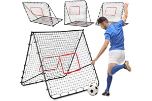 HIBTN Football Rebound Net | 100x100cm Adjustable Dual-Angle Panels | Durable Steel & PE Training Rebounder for Soccer Practice | for Adults & Kids Garden Outdoor Play