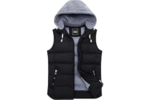 ZSHOW Gilet Caldo Imbottito Invernale Smanicato con Cappuccio Regolabile Antivento Giacca Senza Maniche Sportivo Giubbotto Casual con Zip Uomo