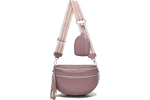 KUNKUN Bauchtasche Damen Stylisch Crossbody Bag Damen Veganes Leder Umhängetasche Damen Moderne Hüfttasche Mittelgroß 5cm Breiten Schultergurt Gurt für Umhängetasche mit Münzbörse-Lila
