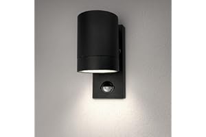 ‎LEDVION Ledvion Colorado, LED Wandleuchte Außen mit Sensor, Schwarz, Wandlampe, Außenlampe, Bewegunsmelder, G10 Fassung, IP54