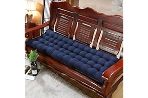 Yuly Outdoor Bench Cushion Pad Garden 2 Or 3 Seater Thick Chair Cushion Mat Seat Pad Soft Chaise Swing Cushion for Metal Wooden Benches 48 * 150CM-Blue…