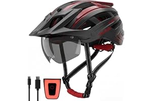 RLQA Casco Bici Uomo Donna con Luce LED Posteriore a 5 Modalità e Visiera Magnetica, Casco MTB e Bici da Strada, 24 Prese d'Aria, Leggero e Regolabile