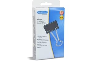 Rapesco 1429 Pinces à Double Clip 19 mm, Noir, Lot de 80