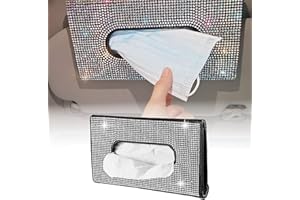 N*A Septillar Sparkling Car Visor Tissue Holder, Backseat PU Leather Tissues Box, Bling Flash Tissue Paper Mask Storage Case for Women