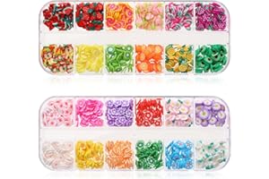 HARIENDNY 2 Boxes Fruit Slices Charms Crystal Mash Nail Art Slices Clay Slice Fruit Flower Candy Slice Mini Resin Making Charms for Making Crafts Cellphone Decoration DIY Craft