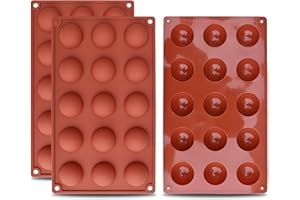 homEdge Molde de silicona semi-esfera pequeño de 15 cavidades, 3 paquetes de moldes para hornear para hacer chocolate, pasteles, gelatinas y mousse de cúpula