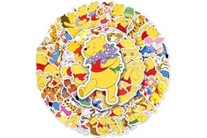 AYODPE 50 PCS Winnie The Pooh Aufkleber,Vinyl Wasserdicht Aufkleber für DIY Laptop Gepäck Kühlschrank Skateboard Auto Motorrad Fahrrad Phone Dekor Graffiti Aufkleber,Bär Stickers Set