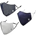 MASQ By Q-One Alphabet 4 Layer, Reusable, with Ear Adjusters, Anti-Bacterial (BFE>99%), Cotton Cloth Face Mask Combo for Unisex, Men, Women with Ear Adjusters(Large, Navy-Grey-Denim)