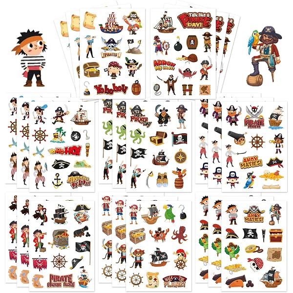 24 Blatt Piraten-Aufkleber Für Kinder - Wasserfeste Tattoos Für Geburtstag & Basteln