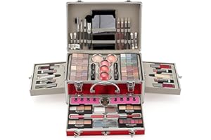 MKNZOME Kit de maquillage Complet, Polyvalent Ensemble-cadeau de Cosmétique avec Fard à Paupières Palette Correcteur Fard à Joues Rouge à Lèvre pour Femme, Tout-en-un Mallette de Maquillage Beauté Set#1
