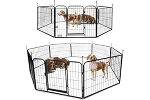 MaxxPet Welpenauslauf - Laufstall Hund - Welpenlaufstall Hundegitter Wohnung - Faltbarer Außen Laufstall - verstellbares Außengehege - 8 Paneele - 80x60 cm