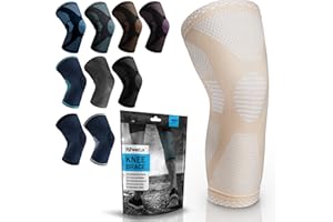 POWERLIX Wsparcie kolana dla kobiet, mężczyzn, opaska uciskowa na kolano, na zapalenie stawów, ból stawów, uraz więzadła, zapalenie ścięgna, do biegania, przysiadów, sportu, Beżowy M