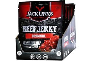 ‎JACK LINK'S Jack Link's Beef Jerky Original - 12er Pack (12 x 70g) - Hochwertiger Fleischsnack - Leicht Rauchiges Aroma - High Protein-Snack - Perfekt für Unterwegs, im Büro oder beim Sport