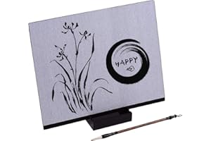 Benkeg Reusable Buddha Board Artist Board Paint with Water Brush & Stand Release Pressure Relaxation Meditation Art Mindfulness Relaxing Gift for Children Students Teenagers Adults Drawing Painting