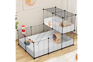 YITAHOME Parque para Jaula de Animales Pequeños, Jaula para Cobayas, con Forro de Plástico Impermeable, Valla Metálica para Hámster, Valla de Hábitat, Parque de Mascotas en Bricolaje con 25 Paneles