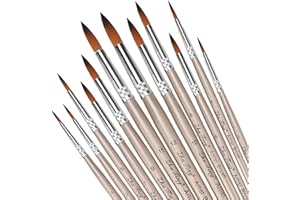 SILITHUS Paint Brushes 12 Pieces Set,Professional Paint Brush Round Pointed Tip Nylon Hair Artist Acrylic Brush for Acrylic Watercolor Oil Painting Body Paint (Champagne gold)