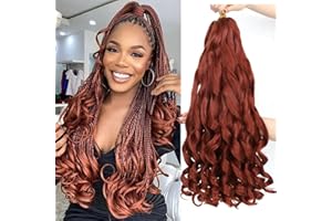 FIRSTCYH HAIR French Curl Braids 56cm Rajout Cheveux Tresses 7 Paquets Meches Boucle Pour Tresses Africaine 350# Meche Cheveux Pour Tresse Bouncy Loose Wavy French Curl Braiding Hair