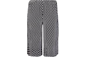 Candid Styles New Womens Printed Ladies Plus Size Stretch Elasticated Wide Leg Culottes Shorts