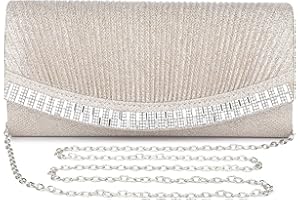 UBORSE Borsetta da Sera Donna Pochette Elegante Clutch Piccolo con Catena, Semplice ma Brillante, Borsa a Tracolla per Cocktail Festa Ballo Cerimonia, Champagne