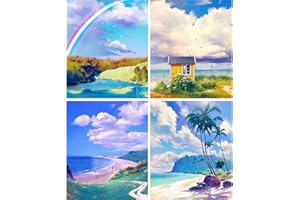 Malowanie Według Numerów dla Dorosłych, CAYUDEN 4 Opakowanie Malowanie po Numerach dla Dorosłych Początkujący Zestaw do Malowania dla dzieci z Pędzlami Malowanie Według Numerów dla Dzieci