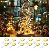 Kolpop Lot De 18 Guirlande Led à Pile, 2M 20 LED Petite Guirlande Lumineuse Pile, 3 Modes Guirlande Led Interieur Étanche Pour Décoration Bouteille, Noël, Mariage, Fête (Blanc Chaud