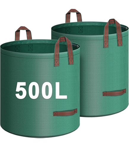 Sacs De Jardin XXL 3x500L - Polypropylène Super Résistant, étanche Et Réutilisable - Avec 4 Poignées, Idéal Pour Déchets Verts, Feuilles, Tonte - Pour Jardin, Cour, Piscine