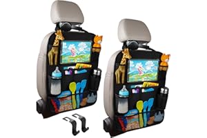 ZMDMAH Organizador de asiento de coche de 2 unidades, con gancho para coche, protección para respaldo de coche, organizador para asiento trasero para niños, con funda para tableta, tela Oxford, 41 x
